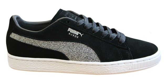 Puma Classic x Swarovski Black Silver Leather Lace Up Mens