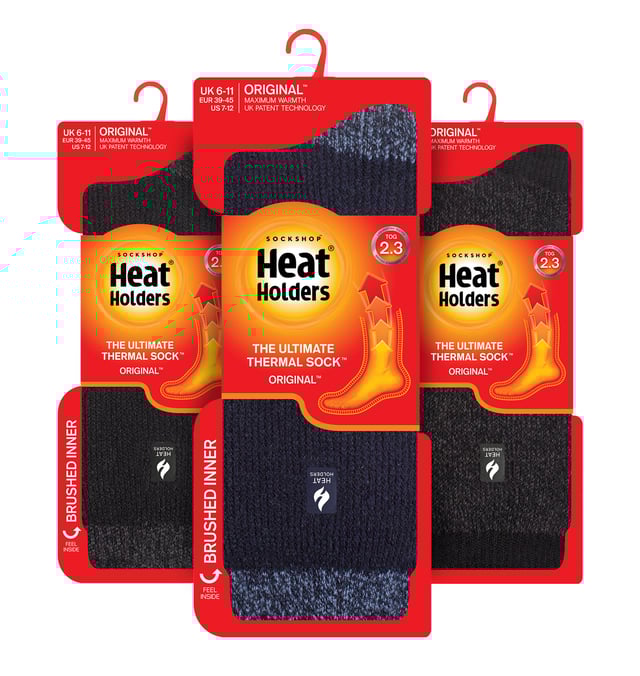 HEAT HOLDERS 3 Pack Multipack Mens Insulated Thermal Socks for Winter Palermo