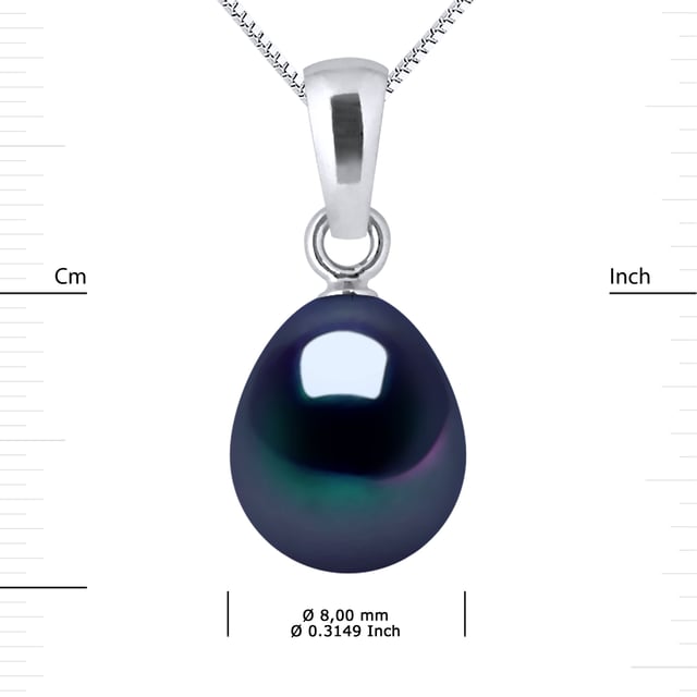 Necklace Articulated White Gold 750 and trueCultured Freshwater Pearls Pear Shape 8-9 mm , 0,31 in Tahitian Style color - Our jewellery is made in France and will be delivered in a gift box accompanied by a Certificate of Authenticity and International Warranty