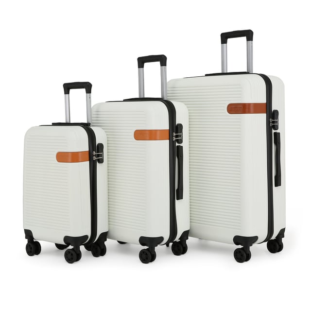 Upgrade your travel gear with our Hardshell Cabin Suitcase Set, designed to combine durability, style, and functionality. Whether for business trips or holiday adventures, this lightweight luggage set provides superior performance with a sleek and modern look.

Features:
Sturdy ABS Construction: Lightweight yet durable, offering excellent protection for your belongings.
8 Smooth Dual Wheels: Effortless 360° maneuverability for stress-free travel through airports and busy streets.
Secure Combination Lock: Built-in 3-digit lock for enhanced safety and peace of mind.
Telescopic Handle: Ergonomically designed for comfortable handling.
Fully Lined Interior: Equipped with elasticated tie-down straps, a zippered divider, and a mesh pocket to keep your items organized.
- Sizes and Specifications:
Cabin:
Dimensions: 36 x 22 x 56 cm
Weight: 2.40 kg
Capacity: 40L
Medium:
Dimensions: 42 x 25 x 66 cm
Weight: 3.40 kg
Capacity: 61L
Large:
Dimensions: 48 x 28 x 75 cm
Weight: 4.20 kg
Capacity: 90L
The timeless design ensures elegance while making your luggage easy to spot. Whether traveling light with the cabin size or packing for a long trip with the medium and large, this set is tailored to suit all your travel needs.

Note: This product is a Set of 3 Sizes (Small (Cabin), Medium, & Large).