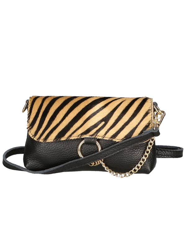 Bolso clutch de mujer de un compartimento, bandolera ajustable y extraíble. Producto italiano hecho a mano en genuina piel Dollaro + Horse. Hecho en Italia