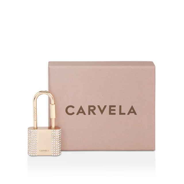 The Padlock Keyring can be hung around any bag handle. There are crystal embellishments. Dimensions: 7.5cm (H), 3cm (W).