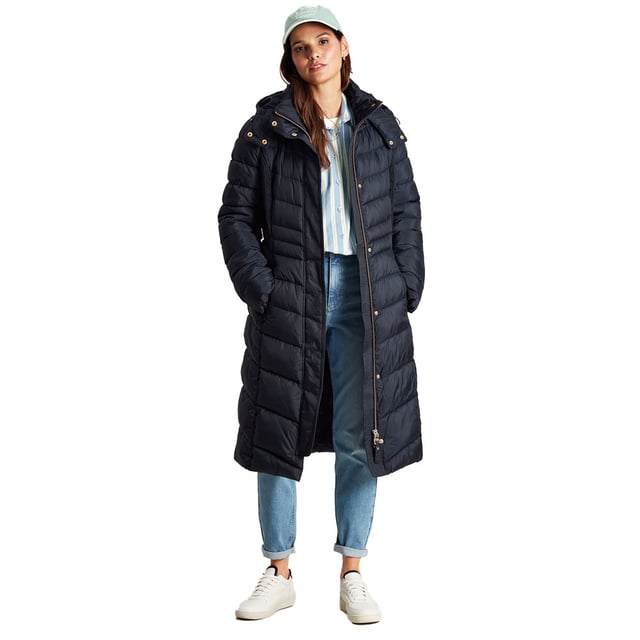 Joules Womens Pembury Padded Quilted Longline Outdoor Coat