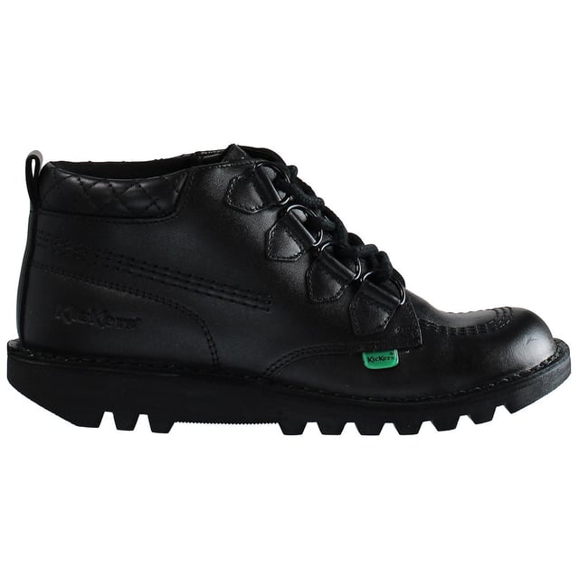 Patadas de colchas medias Lace-up Boots de cuero suave de cuero liso 1_15847