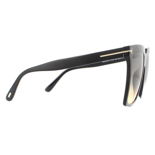 Tom Ford Sunglasses Sabrina 02 FT0764 01B Shiny Black Grey Smoke Gradient are a very bold square style with angular corners for a great strong modern look.