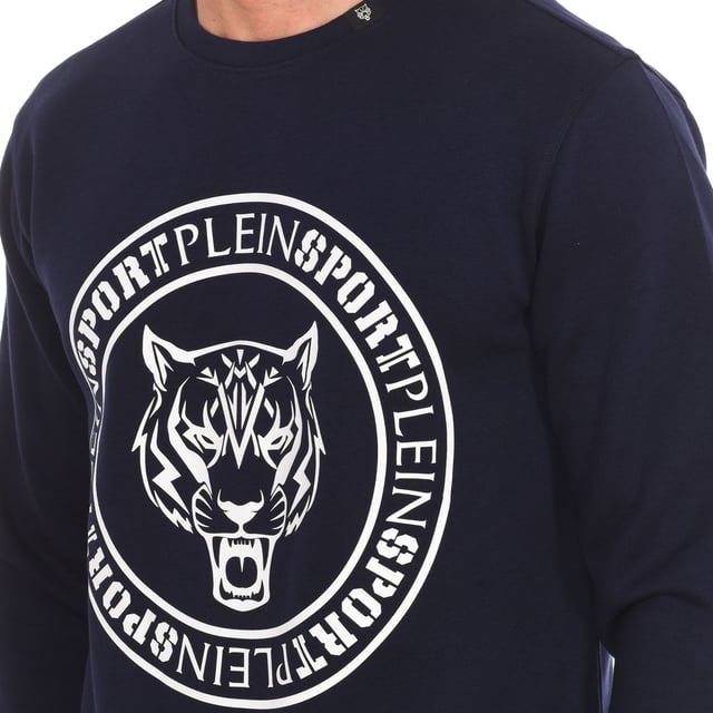 Sweatshirt Plein Sport.
 Ribbed crew neck.
 Brand print on the front.
 Ribbed cuffs and waistband.
 Seams seen in tone.
 Composition: 52% Cotton, 48% Polyester
 Care:
Wash at maximum temperature 30º.
 Iron at medium temperature.
 Do not use bleach.
 Do not use dryer.
 Do not dry clean.
