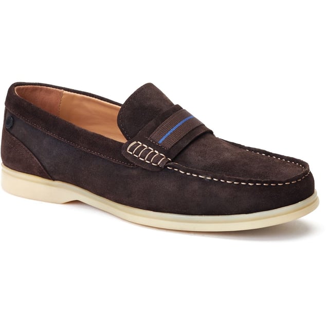Base London Drum Leather Men's Burnt Brown Loafers The Drum loafer from Base London is your casual summer staple. The soft suede uppers and Ortholite insole provide a comfy ride while the detailing on the nylon strap across the vamp elevates this style and gives it character.