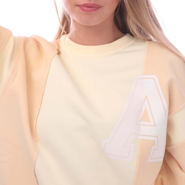 Ambrush Varsity Crewneck Sweatshirt in off white.- Ribbed crew neck.- Ribbed cuffs and hem.- Multi-panel design.- 100% Cotton.- Ref.: BWBA0160011702