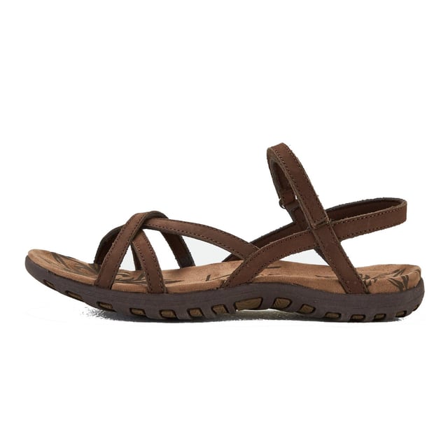 Lederen sandaal. Volledig gevoerde banden met demping. Haak en lus enkelbandje. Gedempt en voorgevormd voetbed. Duurzame tractie buitenzool. Bovenkant: Nubuck leder/Textiel, Tussenzool: Gevormd EVA, Buitenzool: TPR.