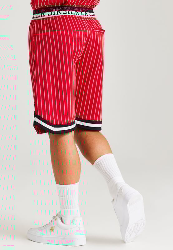 inchSikSilk Retro Classic Basketball Shorts  RedRegular fitSoft touch fabricEmbroided SikSilk logoSikSilk branded elasticated taped waistSide slant pocketsContrast leg hem tapingMachine wash95% Polyester 5% Elastane inch