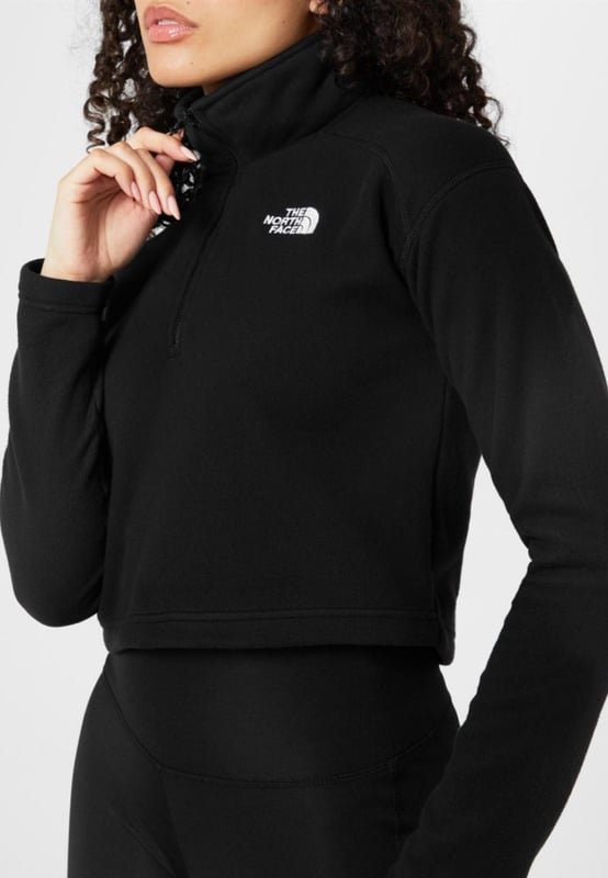 The North Face Womens 100 Glacier Cropped ¼ Zip Fleece in Black