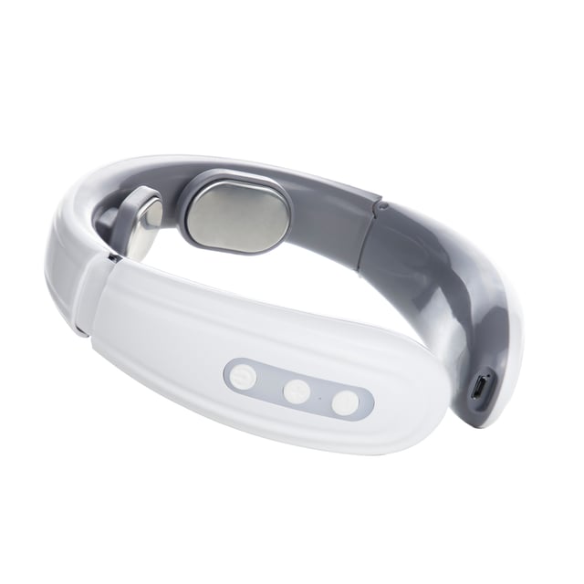 El masajeador cervical es un producto de alta tecnología para aliviar la fatiga cervical a través del masaje y de la estimulación de la musculatura del cuello. El diseño en anillo del masajeador junto con los electrodos pivotantes permiten una completa adaptación a la anatomía del cuello del cuello.
El masajeador cervical trabaja mediante los pulsos eléctricos de baja frecuencia, el efecto magnético y la tracción circular cuya acción combinada promueve la circulación sanguínea local, la relajación de los músculos locales y un efecto antiinflamatorio y analgésico que alivia la fatiga muscular, actuando sobre las dolencias comunes que provocan estas molestias musculares como son el entumecimiento de los hombros, el dolor de cabeza, los mareos y otros síntomas causados por el desgaste de los discos cervicales.

• El masajeador cuenta con 6 tipos de masaje diferente: 2 tipos de modo de masaje combinado automático y 4 tipos de modos de masaje manual. Pudiendo en cada tipo de masaje adaptar el nivel de intensidad a cada necesidad.
• Tecnología de ajuste inteligente 3D: con la última tecnología de ajuste inteligente 3D, los electrodos pueden ajustarse fácilmente a la curva de su cuello para mayor comodidad.
• Masaje de pulso eléctrico: El masaje se realiza mediante pulsos eléctricos para promover la circulación sanguínea local, relajar los músculos y dar un masaje más completo. Además proporciona calor a la zona tratada ayudando a potenciar los efectos masajeadores de los pulsos.
• Parches de masaje: Los parches de masaje pueden absorber la energía de su propia radiación y emitir directamente ondas de luz infrarroja lejana, mejorando así la capacidad de circulación del cuerpo. Estos parches se pueden colocar donde sea necesario para aliviar el dolor muscular.
• Tracción circular: Alivia eficazmente el espasmo muscular del cuello, alivia los síntomas de dolor.
• Efecto magnético: Incorpora un imán que equilibra el nervio autónomo para aumentar la capacidad de transporte de oxígeno, mejorando así la nutrición celular del tejido muscular.