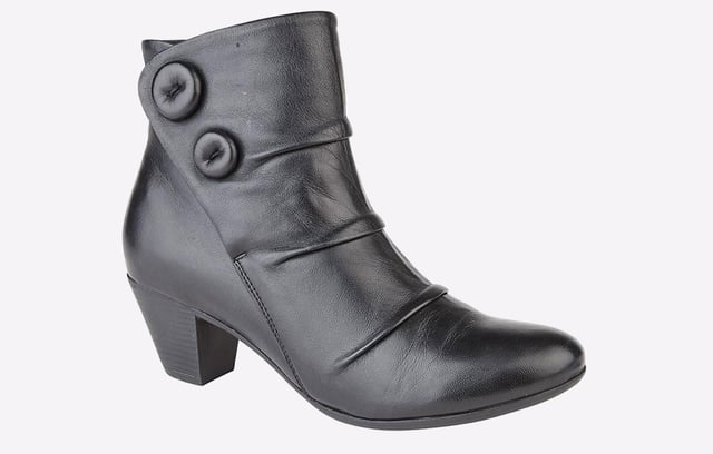 Sleek and stylish, Cipriata deliver these women's Emma boots, boasting a chic black leather upper with ruched button detailing, and a sumptuous memory foam footbed for all day comfort.
- Soft Leather
- Button detailing
- Zip fastening
- Memory foam footbed
- TPR Sole. Apx.50mm Heel