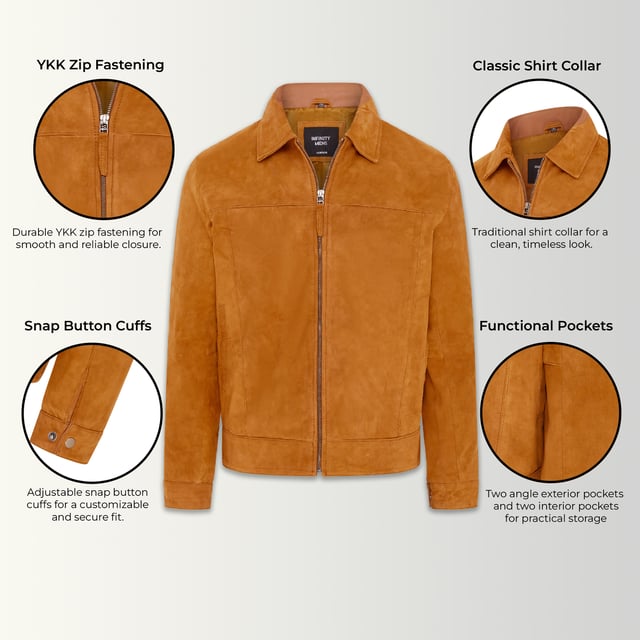 Fashion_First Heren suède lederen truckerjack - westerse stijl cowboy echt lederen jas, Bruin, XL Fashion_First Heren suède lederen truckerjack - westerse stijl cowboy echt lederen jas, Bruin, XL