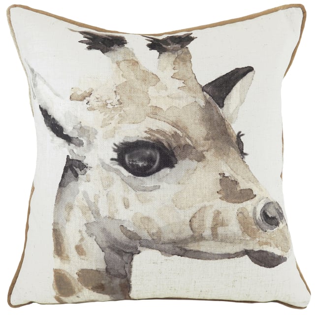 Bring the African jungle to your interior with this Safari inspired cushion. With a beautiful watercolour painting of one of Africa's tallest animals, this cushion will sit perfect within any contemporary home with its neutral colour palette and soft piped edging.