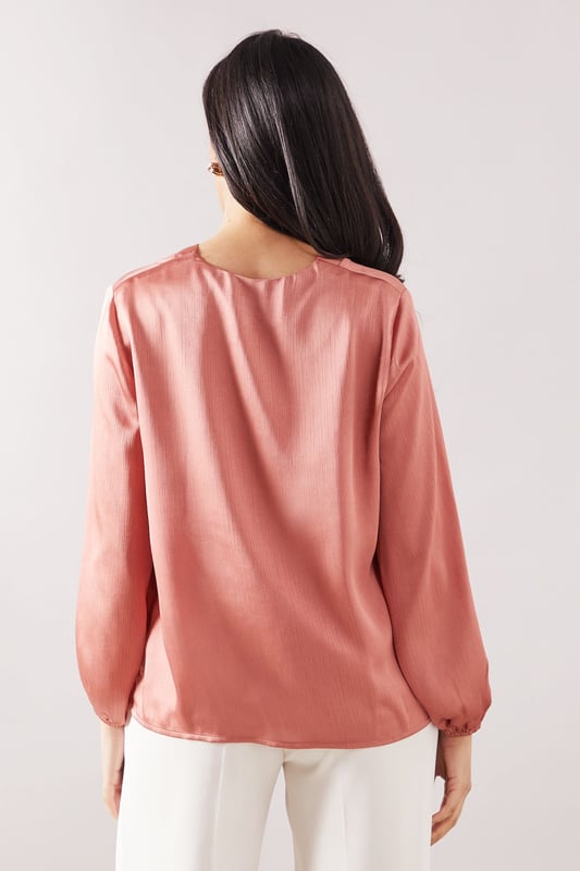 Petite Crinkle Satin Overhead Shirt
