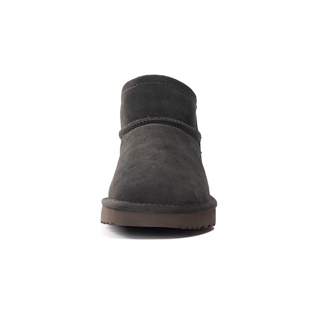 Fashionable mini boot to stay up to date with the latest trends.
 Soft premium genuine Australian Sheepskin wool lining.
 Full leather Suede upper - Water Resistance.
 Unique fully moulded insole with support - all sheepskin lined footbed - extremely comfortable.
 Sustainably sourced and eco-friendly processed.
 Rubber High-density EVA blend outsole - making it lighter, softer and more durable.
 Double stitching and reinforced heel.
 Sheepskin breathes allowing feet to stay warm in winter and cool in summer.