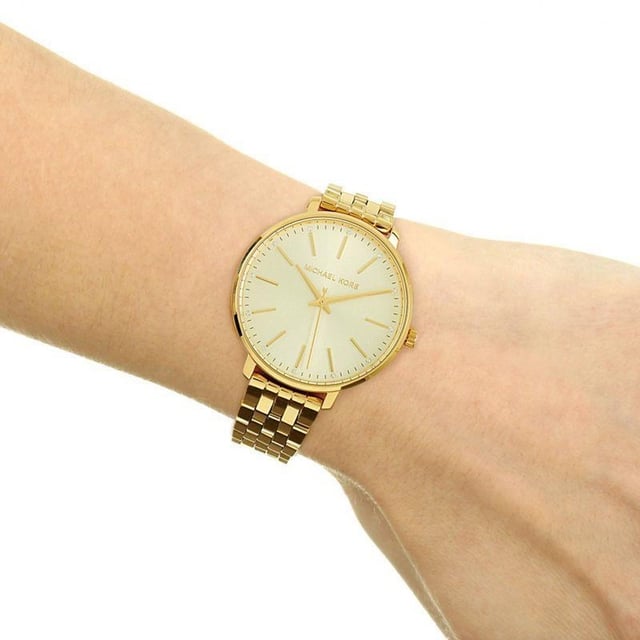 Specificaties Merk Michael Kors Model MK3898 Barcodenummer 4013496007190 Geslacht Dames Kastmaat 38 mm Kleur wijzerplaat Goudkleur Bandmateriaal Roestvrij staal Bandkleur Goud Beweging Quartz Chronograaf Nee Waterbestendigheid 5 ATM
