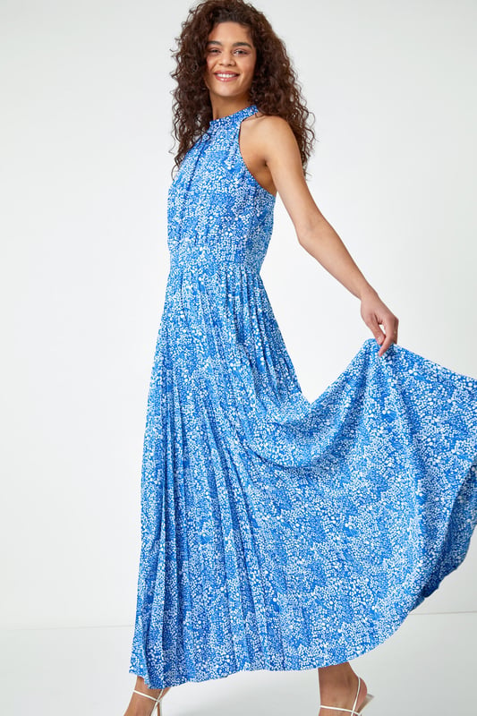 Ditsy Floral Halter Neck Maxi Dress
