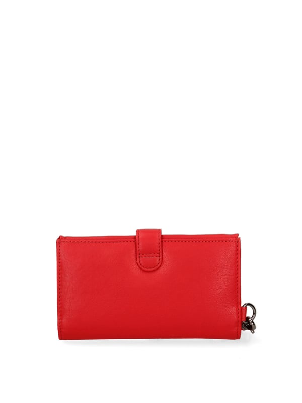 Damenbrieftasche mit Druckknopfverschluss. Innentaschen für Kartenhalter und Geldscheinhalter. fehlende Außentaschen. fehlender Schultergurt. fehlender Griff. ein Innenfach. Außenmaterial. Innenfutter aus echtem Leder. Maße: 17x9,5x2 cm. Modeprodukt