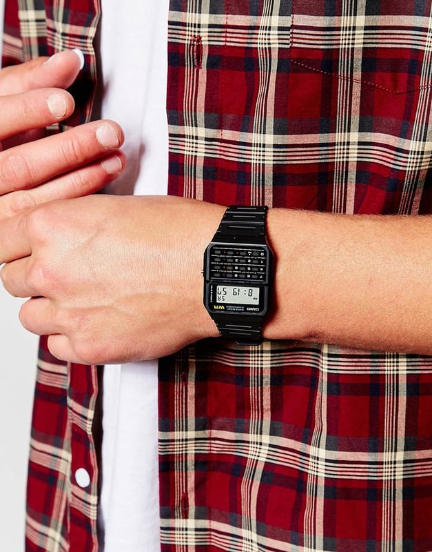 This Casio Casio Collection Digital Watch for Men is the perfect timepiece to wear or to gift. It's Black  Rectangular case combined with the comfortable Black Plastic will ensure you enjoy this stunning timepiece without any compromise. Operated by a high quality Quartz movement and water resistant to 3 bars, your watch will keep ticking. Stylish- Sporty and a modern design, very suitable for men -The watch has a calendar function: Day-Date-Month, Stopwatch, Dual Time, Calculator, Alarm High quality 21 cm length and 20 mm width Black Plastic strap with a Buckle Case measurment 34x43 mm,case thickness: 34 mm, case colour: Black and dial colour: Black