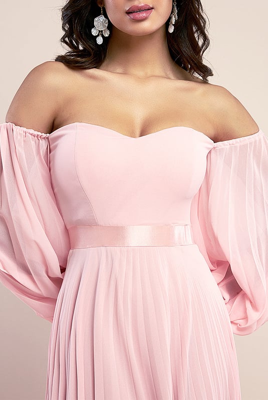 Bardot Chiffon Pleated Maxi