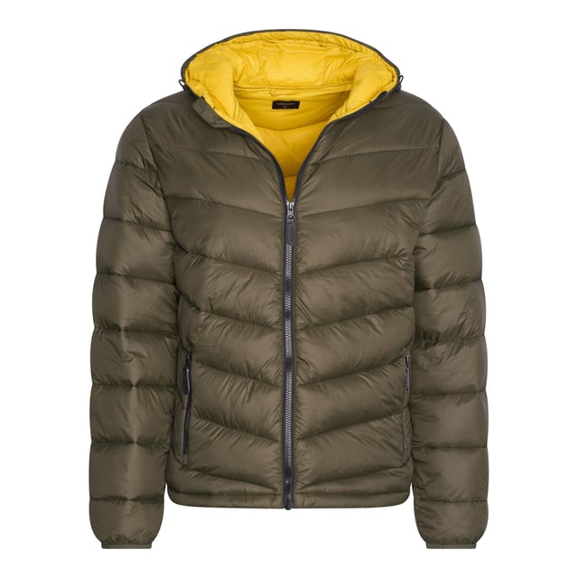 Chaqueta de invierno con capucha Cappuccino Italia para hombre. La chaqueta de invierno con capucha está hecha de poliéster y tiene un corte regular.  Marca: Cappuccino ItaliaNombre del modelo: Hooded Winter JacketCategoría: chaqueta hombreComponentes: poliésterColor: verde militar, amarillo.