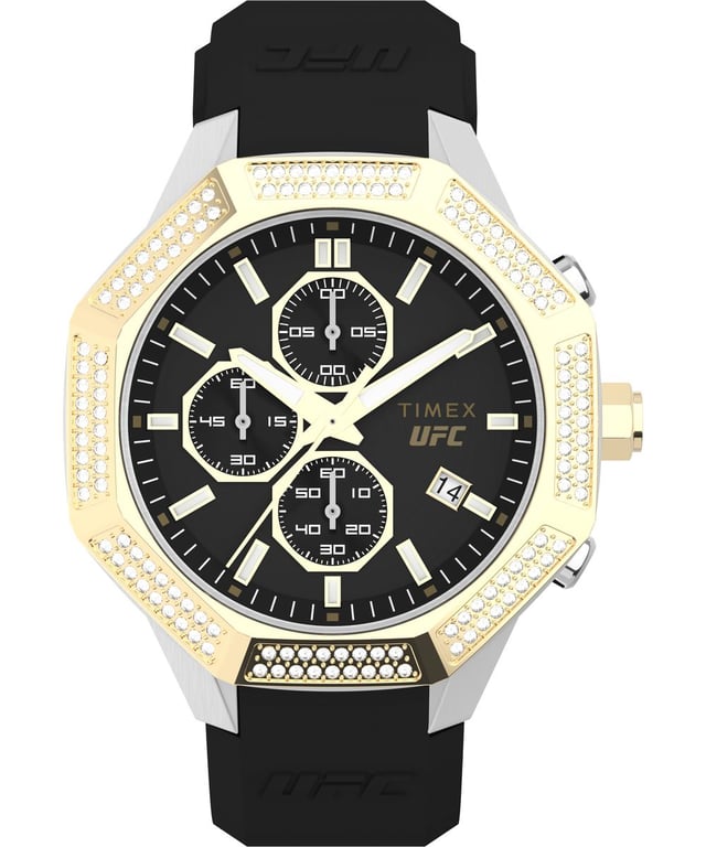 Deze Timex Ufc King Chrono Chronograaf Horloge voor Mannen is het perfecte tijdpiece om te dragen of om cadeau te geven. De veelzijdige 45 mm ronde kast in combinatie met de comfortabele zwarte siliconen horlogeband zorgt ervoor dat je geniet van dit verbluffende tijdpiece zonder compromissen. Aangedreven door een hoogwaardig kwartsbeweging en waterdicht tot 5 bar, blijft jouw horloge tikken.