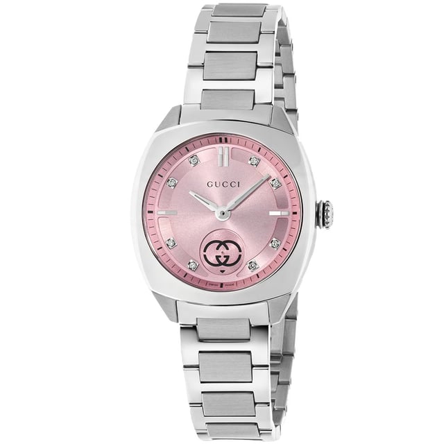 Warranty 2 YearPackaging Official Gucci PackagingCollection Interlocking GSpecial Features Diamond SetCase Diameter 29 mmDial Colour PinkCase Material Stainless SteelGlass Type Sapphire With Anti-Reflective CoatingMovement Swiss QuartzBracelet Material Stainless SteelBracelet Colour SilverWater Resistance 50m (5ATM)Gender Ladies'EAN 0731903520691MPN YA142511