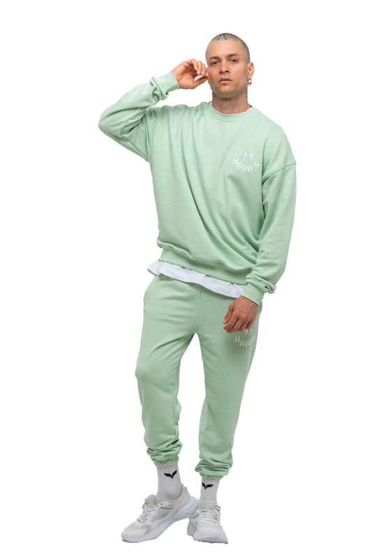 Tom Barron Herren-Trainingsanzug-Set Happy mit Stickerei in Oversize