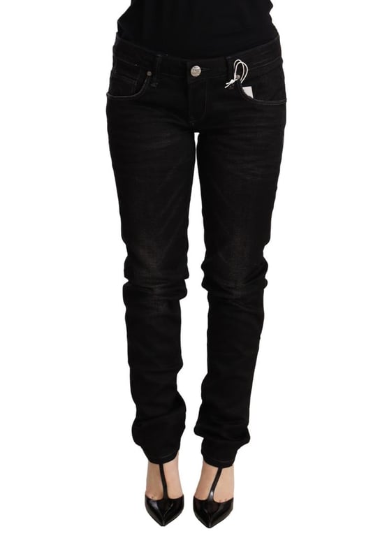 100% Authentic ACHT Jeans
  Slim fit cut
  Zipper and button closure
  Made in Turkey
  Black wash color
  Low waist skinny denim
  Zipper closure
  Logo details
  For women
Material: Cotton