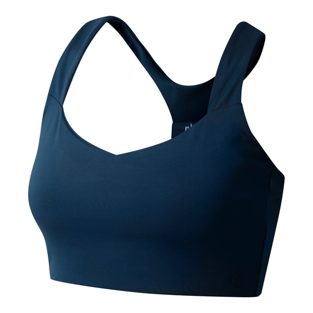 Material: Elastane, Polyester, Recycled Polyamide. Fabric: Soft Touch. Design: Logo, Plain. Fabric Technology: Anti-Odour, Antibacterial, Lightweight, Moisture Wicking, Quick Dry. Back Style: Crossover. Removable Padded Cups. XS: 32 in. S: 34 in. M: 36 in. L: 38 in.
