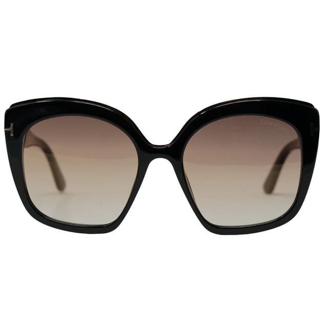 Tom Ford Chantalle FT0944 01B Black Sunglasses. Lens Width = 55mm, Nose Bridge Width = 19mm, Arm Length = 140mm. Made In Italy, Tom Ford Black Sunglass. Branded Sunglasses Case and Cleaning Cloth Included. 100% Protection Against UVA & UVB Sunlight and Conform to British Standard EN 1836:2005. Tom Ford Chantalle FT0944 01B Sunglasses