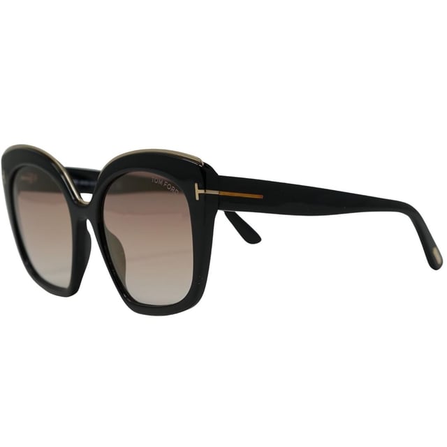 Tom Ford Chantalle FT0944 01B Black Sunglasses. Lens Width = 55mm, Nose Bridge Width = 19mm, Arm Length = 140mm. Made In Italy, Tom Ford Black Sunglass. Branded Sunglasses Case and Cleaning Cloth Included. 100% Protection Against UVA & UVB Sunlight and Conform to British Standard EN 1836:2005. Tom Ford Chantalle FT0944 01B Sunglasses