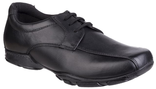 Vincente is a smart robust school shoe for boy's active feet. The black leather kids' style is complete with a padded ankle collar and interchangeable insoles for an easy fit. Fit Left Fit Right - Unique fitting system allows for 5 different width fittings for each individual foot. Every pair of shoes comes with 3 pairs of footbeds Half sizes included Full leather upper