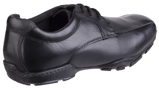 Vincente is a smart robust school shoe for boy's active feet. The black leather kids' style is complete with a padded ankle collar and interchangeable insoles for an easy fit. Fit Left Fit Right - Unique fitting system allows for 5 different width fittings for each individual foot. Every pair of shoes comes with 3 pairs of footbeds Half sizes included Full leather upper