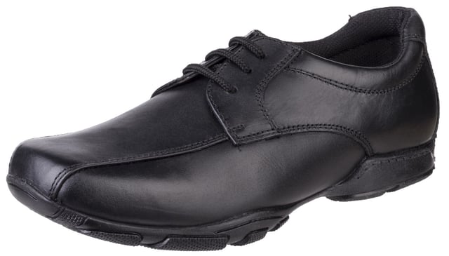 Vincente is a smart robust school shoe for boy's active feet. The black leather kids' style is complete with a padded ankle collar and interchangeable insoles for an easy fit. Fit Left Fit Right - Unique fitting system allows for 5 different width fittings for each individual foot. Every pair of shoes comes with 3 pairs of footbeds Half sizes included Full leather upper