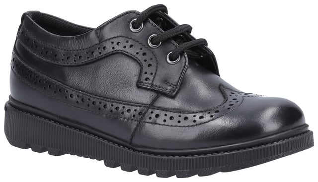 Felicity Senior School Shoe Felicity is a single fit smooth leather girls oxford with beautiful brogue detailing. Triple eyelet lace up design for a customised fit and a lightweight midsole with a memory foam footbed providing all day long comfort.Leather Upper.
Memory Foam Insole.
Micro-Fresh Lining.
