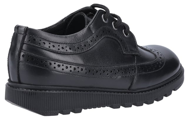 Felicity Senior School Shoe Felicity is a single fit smooth leather girls oxford with beautiful brogue detailing. Triple eyelet lace up design for a customised fit and a lightweight midsole with a memory foam footbed providing all day long comfort.Leather Upper.
Memory Foam Insole.
Micro-Fresh Lining.