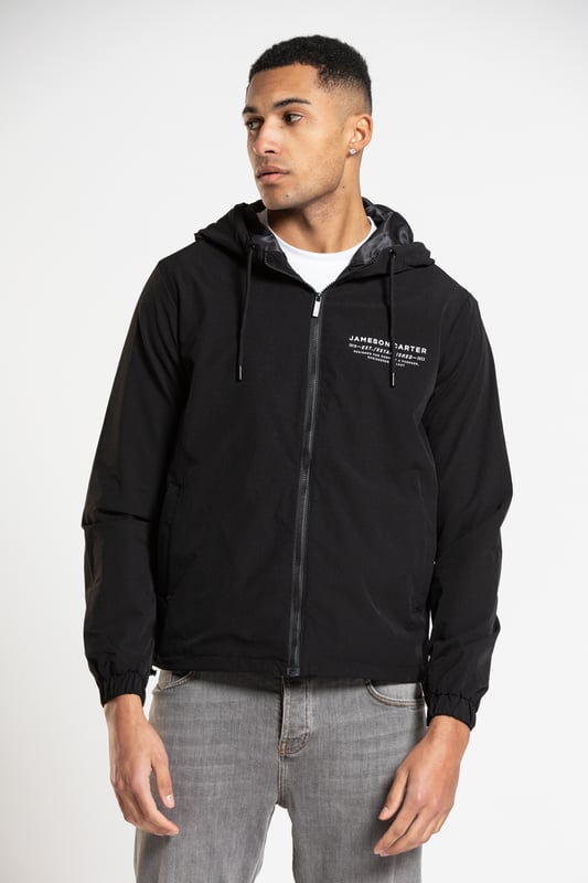 Black Est Lightweight Hooded Shower Proof Jacket