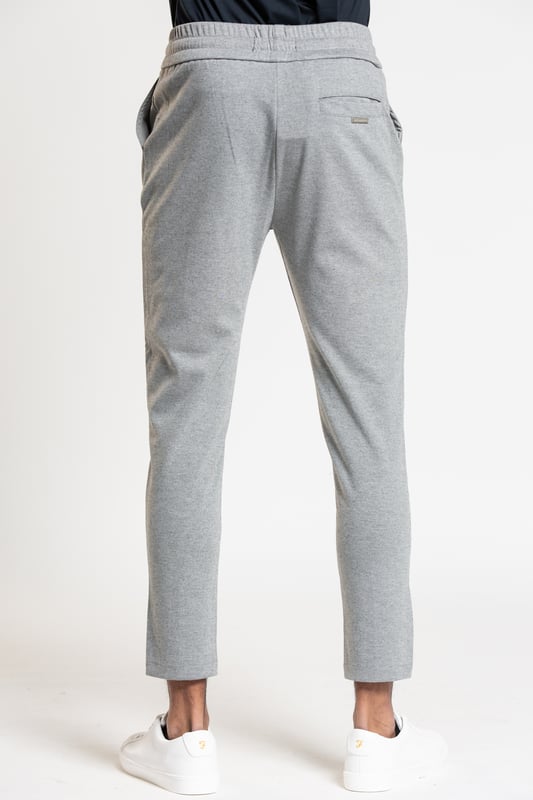 Grey Grove Textured Trousers with Front Seam