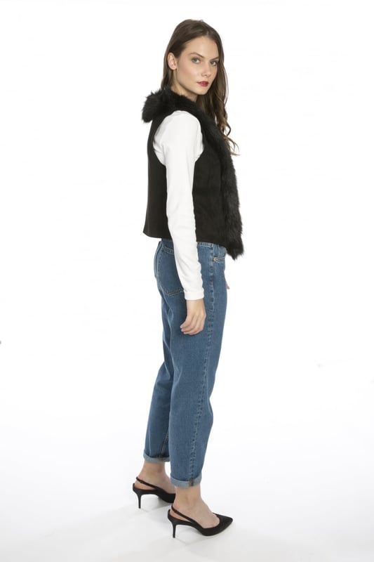 Emilie Faux Fur/Faux Suede Reversible Longline Gilet