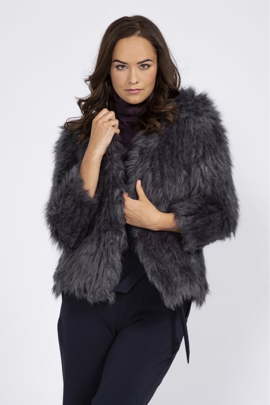 Hand Knitted Faux Fur Jacket