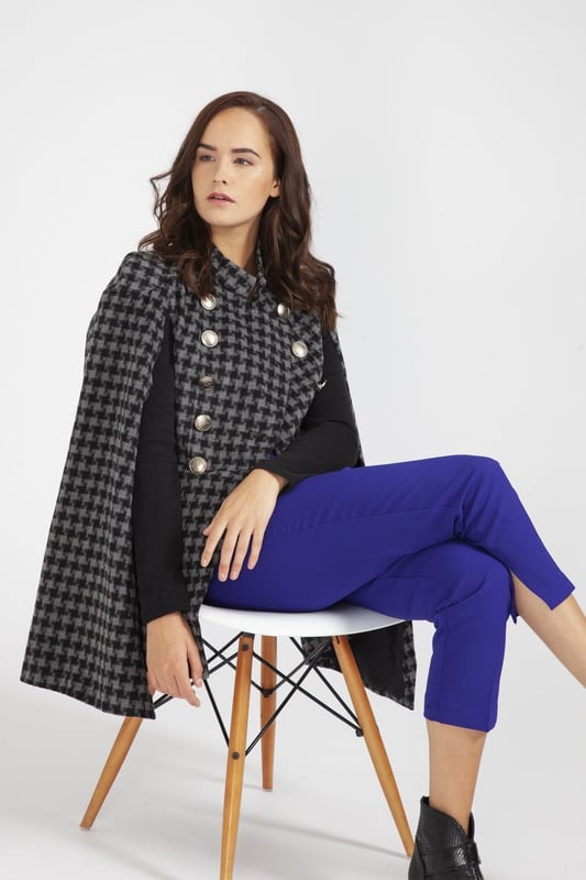 Houndstooth cape coat discount