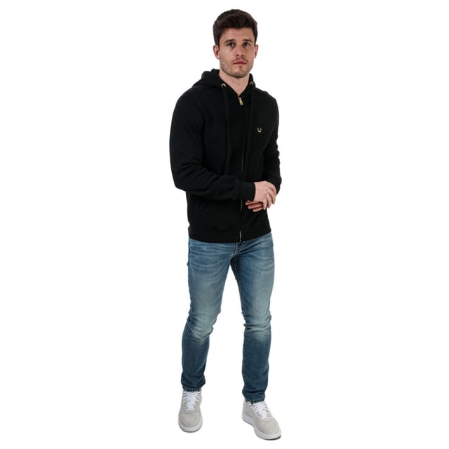 Mens True Religion Horseshoe Zip Hoody in black.<BR><BR>- Drawstring adjustable hood.<BR>- Full zip fastening.<BR>- Long sleeves.<BR>- Ribbed trims.<BR>- Kangaroo pockets.<BR>- Lightweight.<BR>- Signature logo.<BR>- 100% Cotton. Machine washable.<BR>- Ref: M16UF30D7G1118