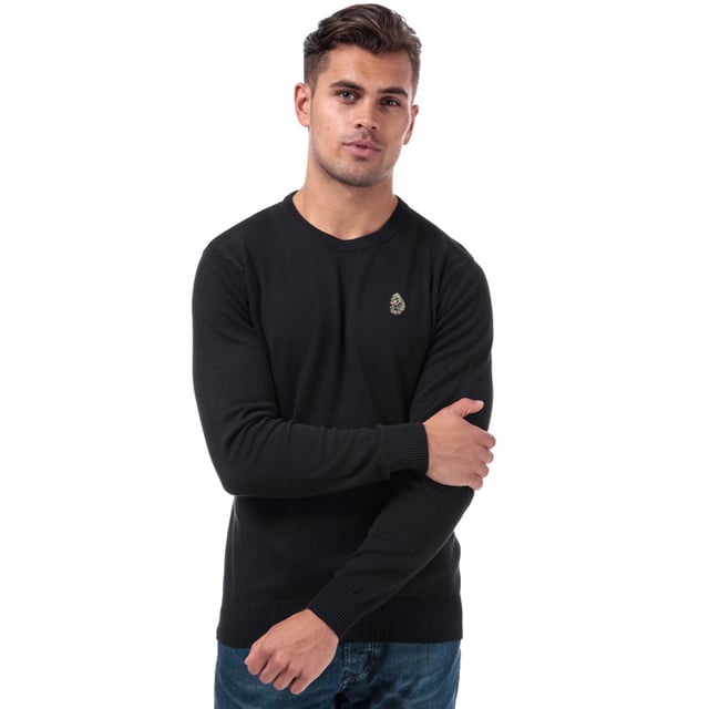 Men s Luke 1977 Gerard 3 Crew Neck Knitted Jumper in Black