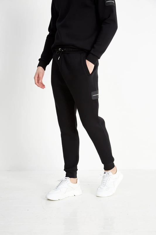 Black Matt Cotton Blend Joggers