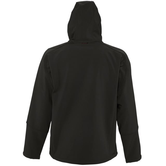 Breathable, windproof and water resistant. Taped neckline. Hood with adjustable drawcord. Collar high full zip with inner storm flap and chin guard. Two front zip pockets and one right chest zip pocket. Tear release adjustable cuffs. Adjustable drawcord at hem. Drop tail. Access for decoration. Material: Stretch soft shell fabric has a 94% polyester/6% elastane outer, membrane and polyester fleece backing. Chest (to fit): XS(35/36), S(36/38), M(38/40), L(41/42), XL(43/44), XXL(45/47), 3XL(47/49).