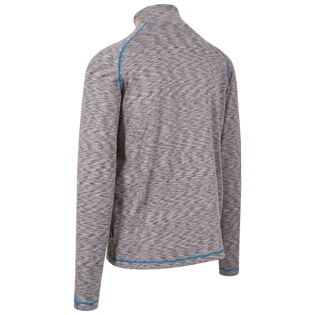 1/2 zip. Long sleeve. Contrast flat seams. Reflective printed logos. Small rear zip pocket.  finish. Wicking. Quick dry. 86% Polyester/14% Elastane. Trespass Mens Chest Sizing (approx): S - 35-37in/89-94cm, M - 38-40in/96.5-101.5cm, L - 41-43in/104-109cm, XL - 44-46in/111.5-117cm, XXL - 46-48in/117-122cm, 3XL - 48-50in/122-127cm.