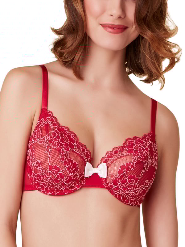 Passionata by Chantelle Amoureuse sheer see-through plunge bra.  This stunning range is designed with delicate, luxurious lace.  The plunge bra is underwired with fully adjustable straps for support and perfect fit.   All over lace cups will provode a sexy feminine feel.  It is finished with a cute centre bow.  An everyday must have in your favourite lingerie collection!